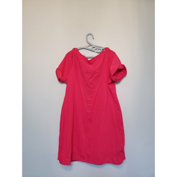 Tommy Bahama Women XL Shirt Dress Hot Pink Barbiecore Grommet Spring Summer - Picture 2 of 6